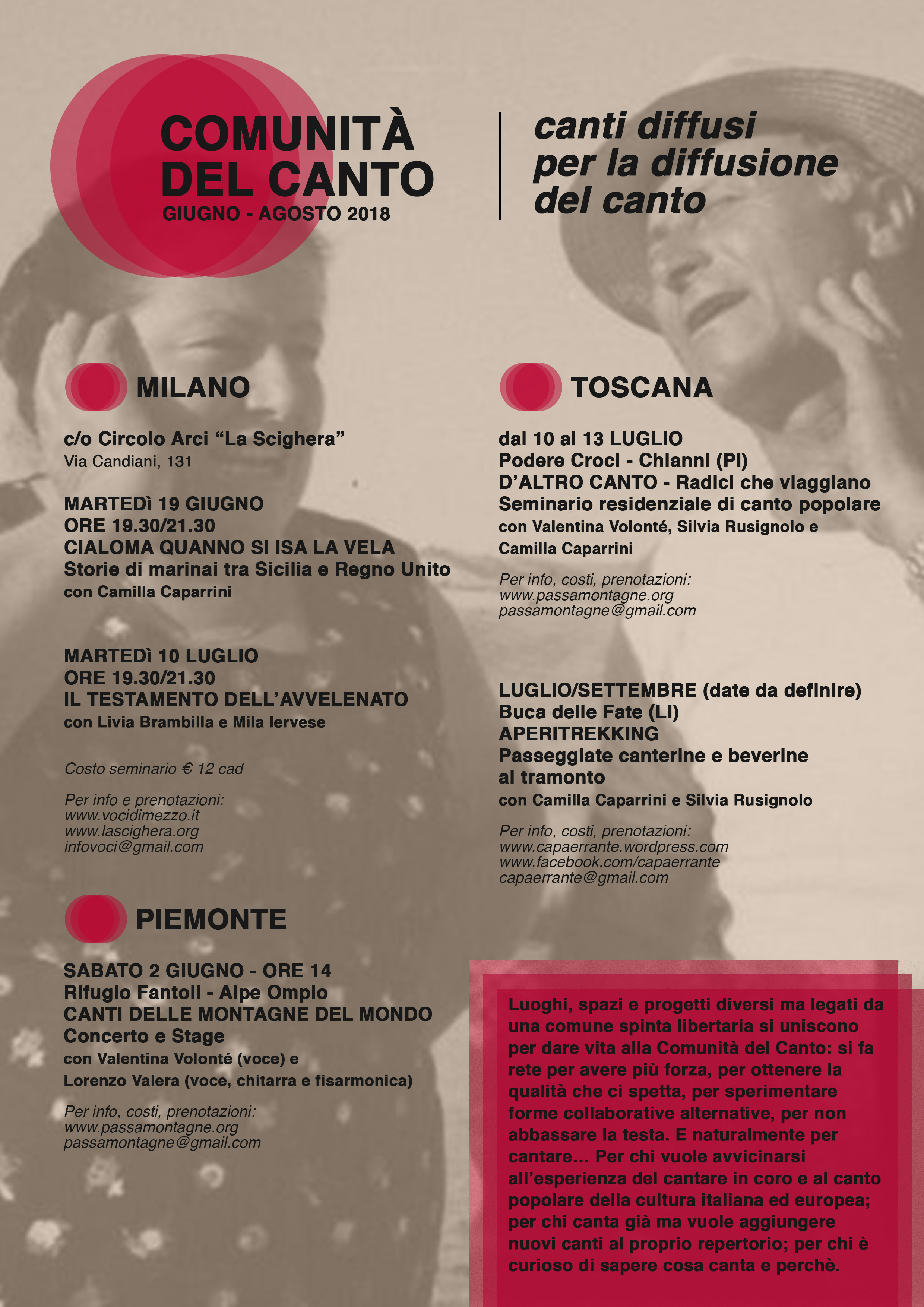 programma comunità del canto